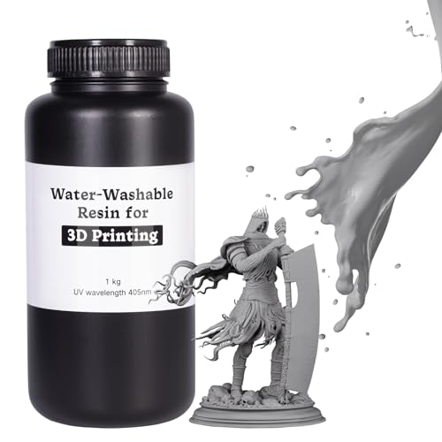 3D-Druckharz mit Wasser gewaschen, 405 nm Hochgeschwindigkeits-Druckflüssigkeit, geringer Geruch für verbesserte Formel, 3D-Druckharz Ultra leicht zu reinigen – 1 kg Grau von Frenshion