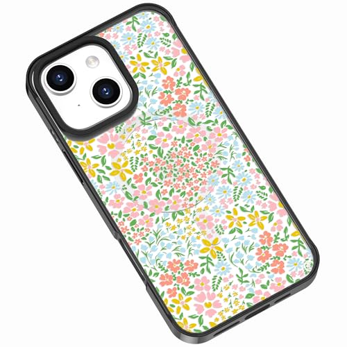 Ästhetische Schutzhülle, kompatibel mit iPhone 14 Plus, 17 cm (6,7 Zoll), Blumenmuster, transparent, stoßfest, kompatibel mit Magsafe, für Damen und Mädchen (Blumengarten) von Frepstudio