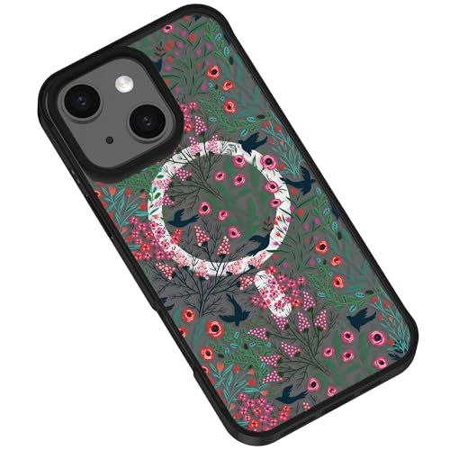 Ästhetische Schutzhülle, kompatibel mit iPhone 15 Plus, 17 cm (6,7 Zoll), Blumenmuster, transparent, stoßfest, kompatibel mit Magsafe, für Damen und Mädchen (Frühlingsblumen, Wildblumen) von Frepstudio