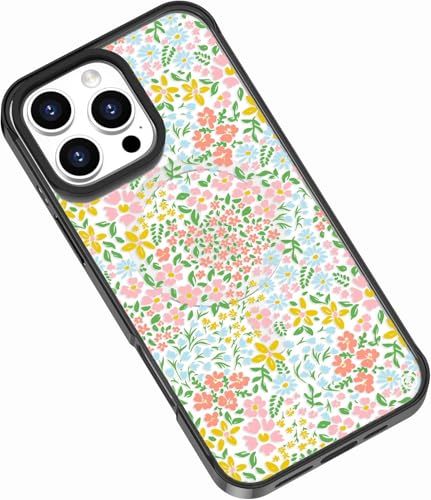 Ästhetische Schutzhülle, kompatibel mit iPhone 15 Pro Max, 17 cm (6,7 Zoll), Blumenmuster, transparent, stoßfest, kompatibel mit Magsafe, für Damen und Mädchen (Blumengarten) von Frepstudio