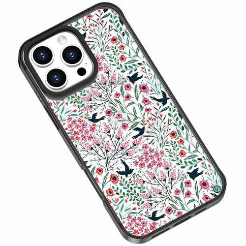 Ästhetische Schutzhülle, kompatibel mit iPhone 15 Pro Max, 17 cm (6,7 Zoll), Blumenmuster, transparent, stoßfest, kompatibel mit Magsafe, für Damen und Mädchen (Frühlingswildblumen) von Frepstudio