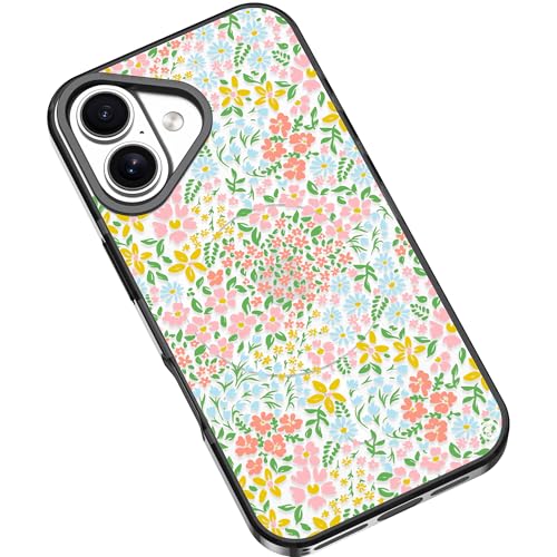 Ästhetische Schutzhülle, kompatibel mit iPhone 16 Plus, 17 cm (6,7 Zoll), Blumenmuster, transparent, stoßfest, kompatibel mit Magsafe, für Damen und Mädchen (Blumengarten) von Frepstudio