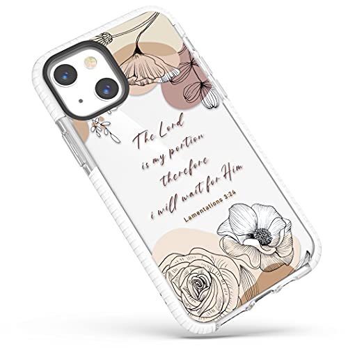 Frepstudio Schutzhülle für iPhone 15, Bibelverse, transparent, niedlich, für Mädchen und Frauen, Rosen, Blumen, inspirierende Schrift, christliche Zitate, Lamentations 3:24, weiche Schutzhülle, von Frepstudio