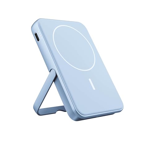 Fresh 'n Rebel Wireless Magnetic Powerbank 5000mAh, MagSafe-kompatibel, PD 20W Schnellladung, USB-C Port (in/Out), geeignet für iPhone 16/15/14/13/12, tragbar, mit Ständer (Vivid Blue) von Fresh 'n Rebel
