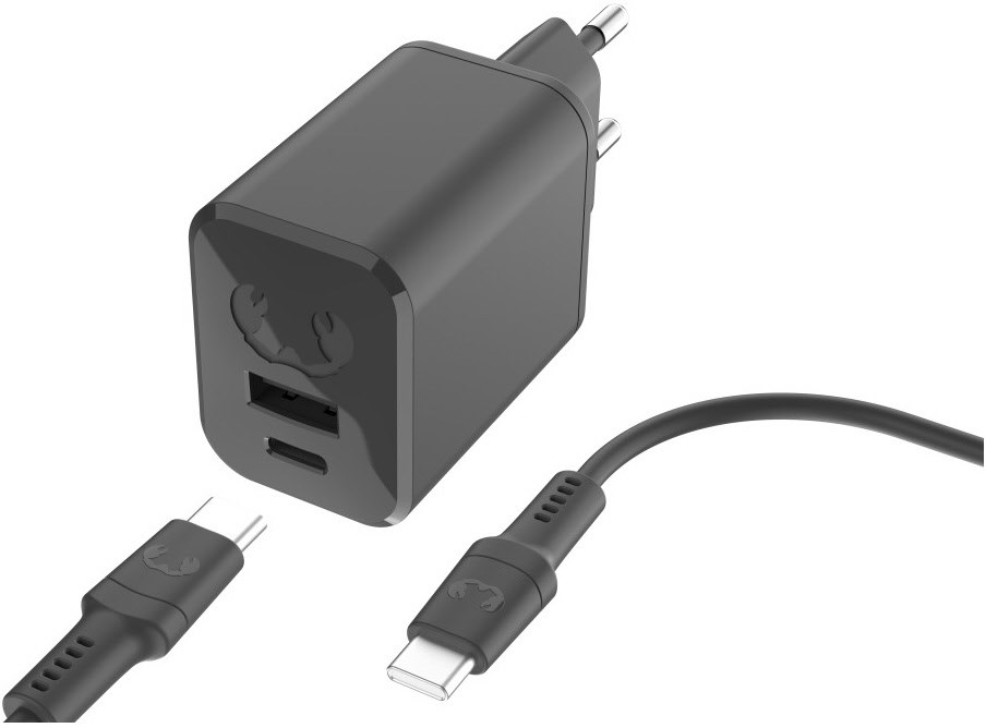 USB-A+C Mini Charger PD (45W) inkl. USB-C Kabel (2m) Storm Grey von Fresh ´n Rebel