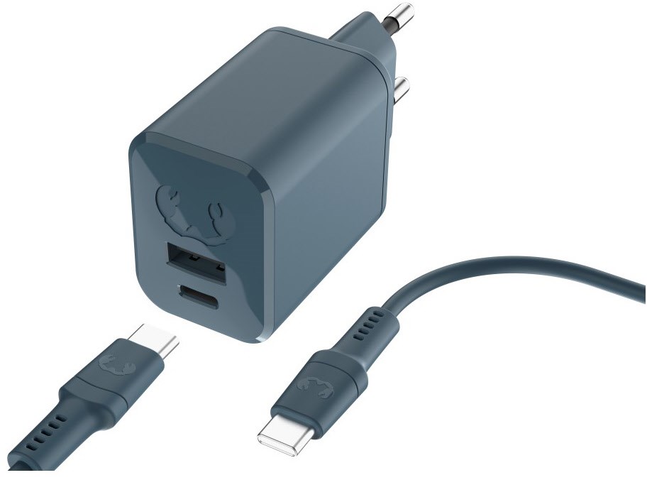 USB-A+C Mini Charger PD (45W) inkl. USB-C Kabel (2m) dive blue von Fresh ´n Rebel