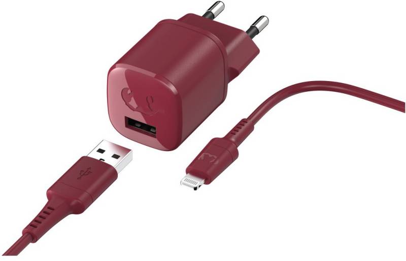 USB-A Mini Charger (12W) Ladegerät inkl. Lightning Kabel (1,5m) Ruby Red von Fresh ´n Rebel
