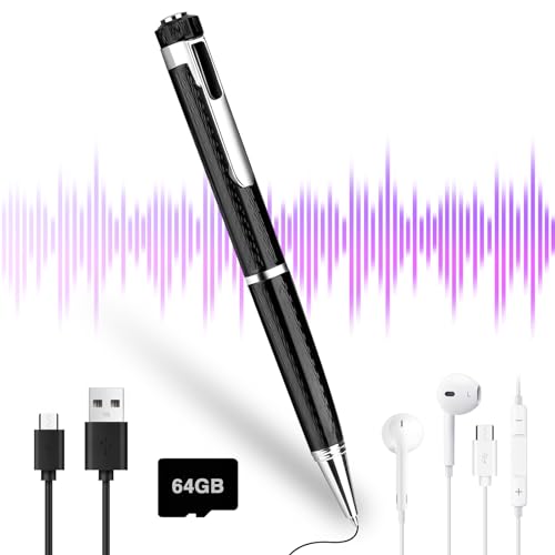 64 GB Diktiergerät Digital, HD Voice Recorder Pen Tragbarer Mini Diktiergerät mit MP3-Wiedergabe und One-Touch-Aufnahme, Geräuschreduzierende Aufnahmegerät für Vorträge Meetings Klassen Interviews von Fresum
