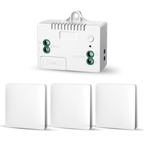 RF433 Funk Lichtschalter Set, Funk-Sender-Sicherheitsschalter und Empfänger-Controller 10A, Funk Schalter 240V, Wandlichtsschalter, Funk-Wandschalter, Funk-Lichtschalter, Funkschalter Batterielose von Fresum
