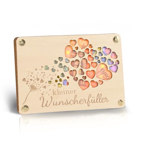 Frexpor Geldgeschenk Holz Grußkarte im Kleinforma, originelle Geld Geschenke Verpackung für Geburtstag, Hochzeit, Jugendweihe, Reise, Konfirmation- ideen Geschenke für Männer und Frauen(Holzfarbe) von Frexpor