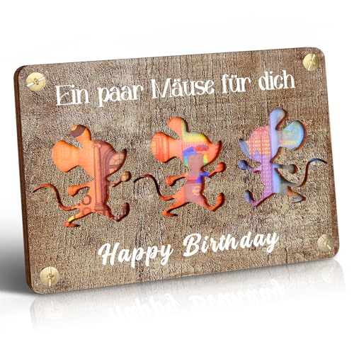 Frexpor Geldgeschenke Geburtstag, Geburtstagskarte aus Holz im Kleinformat, Coole Geldgeschenk Verpackung, Kreatives Geldkarte Geburtstag (Holz Maserung) von Frexpor