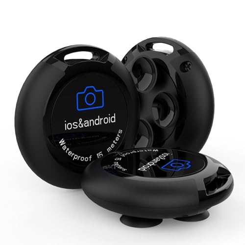 Kabellose Bluetooths-Fernbedienung – Kameraauslöser mit Technologie, 3,6 cm Fernauslöser für die Kamera – 15 m Fotoauslöser, kompatibel mit Smartphone, kompakter, Leichter Druckknopf – Schwarz Kabellose Bluetooths-Fernbedienung – Kameraauslöser mit Technologie, 3,6 cm Fernauslöser für die Kamera – 15 m Fotoauslöser, kompatibel mit Smartphone, kompakter, Leichter Druckknopf – Schwarz von Frfik