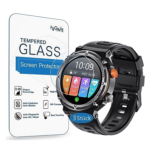 Frgnie 3 Stück Schutzfolie Kompatibel für LEMFO 1,39" Smartwatch Folie, 9H HD Gehärtetes Glas Schutzfolie, Kompatibel für Voigoo C21 PRO Smartwatch von Frgnie