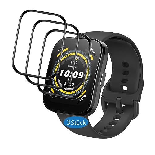 Frgnie 3 Stück Schutzfolie kompatibel für Amazfit Bip 5 Smartwatch Display Schutzfolie, 3D Curved Full Cover Bildschutzfolie von Frgnie