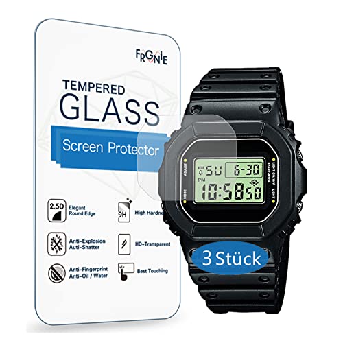 Frgnie 3 Stück Schutzfolie kompatibel für Casio DW-5600 Folie, 9H Gehärtetes Glas Schutzfolie für G-Shock GW-B5600 Serie von Frgnie