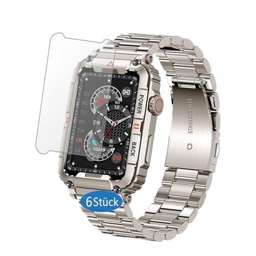 Frgnie 6 Stück Schutzfolie Kompatibel für niolina KR88 Smartwatch, Hülle Blasenfreie Displayschutzfolie, Kompatibel für AWSENS k8 1,57 Zoll, PET HD klar von Frgnie