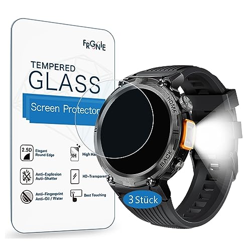 Frgnie Displayschutzfolie Kompatibel für EIGIIS Smartwatch Herren Militär LED (3 Stück) 9H Gehärtetes Glas Schutzfolie Kompatibel für LaNikar/LinsonK/INEYES KE3 1,45" Smartwatch von Frgnie