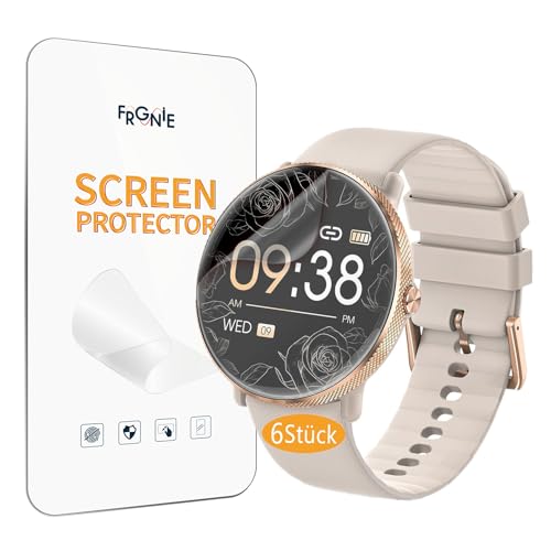 Frgnie Schutzfolie Kompatibel für AKUMAKA Smartwatch Damen 1.39" (6 Stück) HD Flexibel TPU Folie, Kompatibel für DekeFit S61 Fitness Tracker Displayschutzfolie von Frgnie