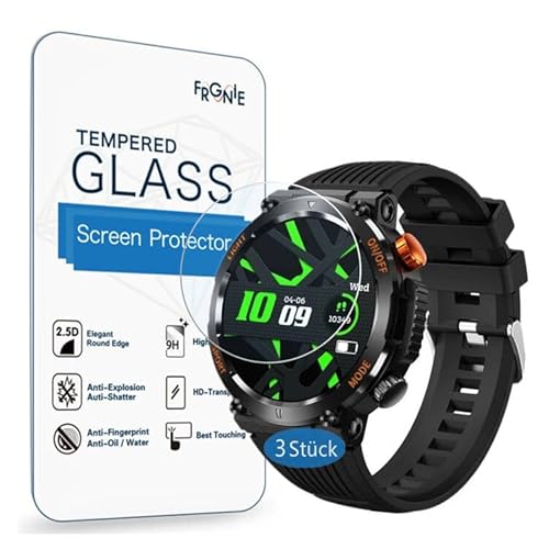 Frgnie Schutzfolie Kompatibel für CyberDyer Men's Smartwatch 1.46" (3 Stück) 9H Härte Gehärtetes Glas Displayschutzfolie, Kompatibel für MYSHUN HT17 Smartwatch von Frgnie