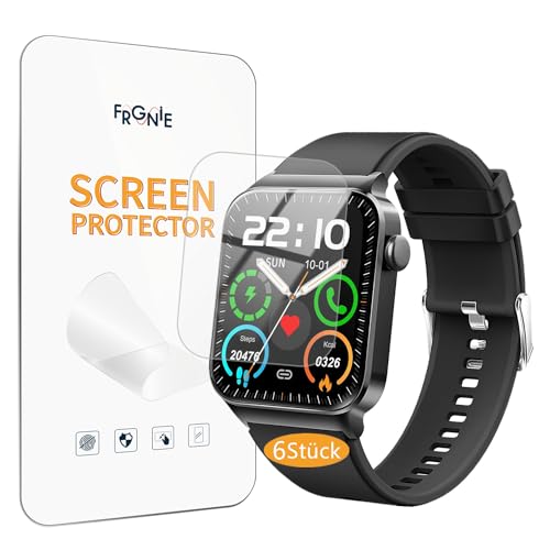 Frgnie Schutzfolie Kompatibel für Donerton Smartwatch T50H 1,85" (6 Stück) HD Flexibel TPU Folie Kompatibel für uaue, VKROVAG T50S Fitness Tracker Displayschutzfolie von Frgnie