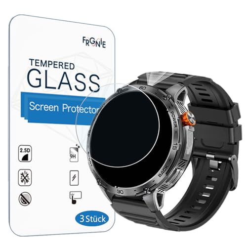 Frgnie Schutzfolie Kompatibel für LIGE TX2 Smartwatch 1,75" Herren LED (3 Stück) HD Glas Displayschutzfolie Kompatibel für HIRREO Smartwatch 1.75 zoll rund von Frgnie