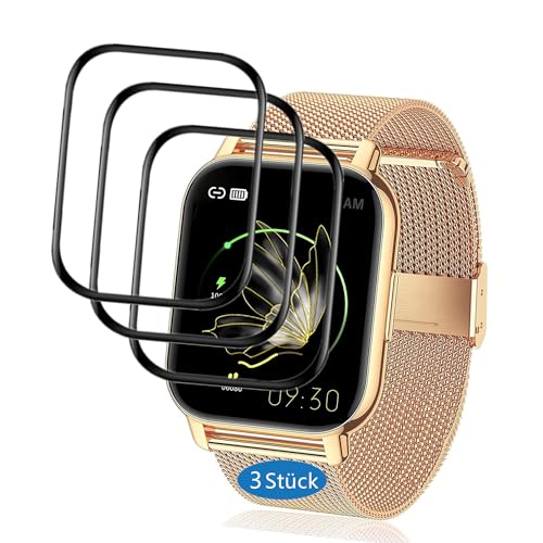 Frgnie Schutzfolie Kompatibel für P66 Smartwatch 1,85 Zoll (3 Stück) 3D Curved Full Cover Displayschutzfolie kompatibel für Popglory/Narcid Smartwatch von Frgnie