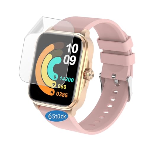 Frgnie Schutzfolie Kompatibel für SOUYIE T90 Smartwatch 1,91" (6 Stück) Hülle Blasenfreie Displayschutz, HD Flexibel TPU Folie von Frgnie