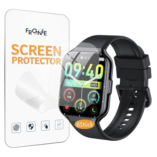 Frgnie Schutzfolie Kompatibel für Motast, Fempoin P99 Smartwatch 1,96" (6 Stück) Flexibel TPU Kompatibel für HOIFA P98 Smartwatch 1.96, Hülle Blasenfreie Displayschutzfolie von Frgnie