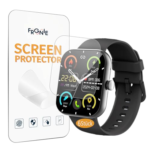 Frgnie Schutzfolie Kompatibel für Motast Y66 Smartwatch (6 Stück) HD Flexibel TPU Kompatibel für Jugeman Smartwatch 1,96", Hülle Blasenfreie Displayschutzfolie von Frgnie