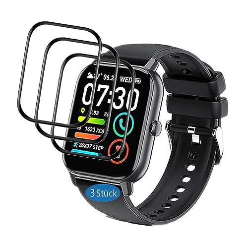 Frgnie Schutzfolie kompatibel für P66D Smartwatch 1,85'' (3 Stück) 3D Curved Full Cover Bildschutzfolie, kompatibel für Aptkdoe/Ddidbi/Dotn/Poounur/Sudugo P66E Smartwatch Folie von Frgnie