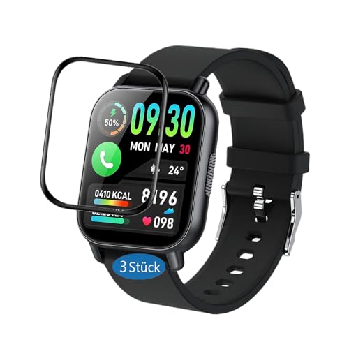 Frgnie Schutzfolie kompatibel für Poounur Y6 Smartwatch (3 Stück) 3D Curved Full Cover Displayschutzfolie, kompatibel für WeurGhy 1,85 Zoll Smartwatch von Frgnie