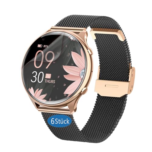 Frgnie Schutzfolie kompatibel für RUXINGX Smartwatch Damen 1,39 Zoll (6 Stück) Flexibel TPU kompatibel für AIMIUVEI, elfofle, Fitonme G37 Smartwatch Vollabdeckung Displayschutzfolie von Frgnie