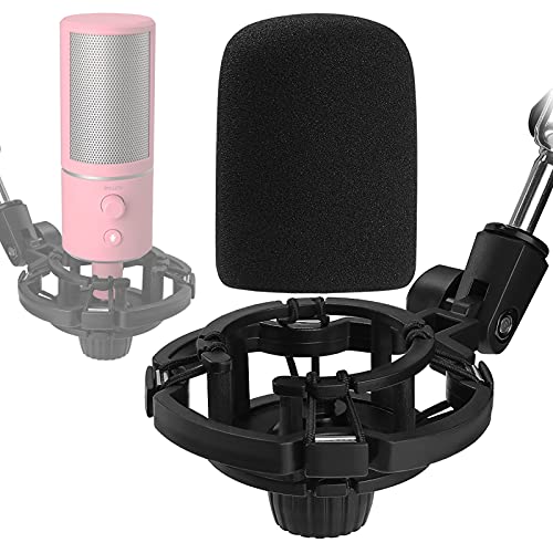 Stoßfeste Halterung mit Schaumstoff-Windschutz scheibenabdeckung, Vibrationsdämpfung, mit Pop-Filter für USB-Streaming-Mikrofone, für Razer Seiren X von Frgyee