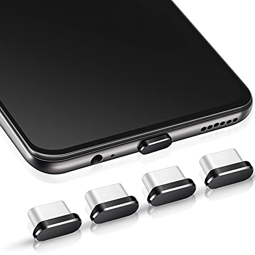 Frienda 4 Stück USB C Staubstecker Typ-C Staubschutzhülle Kompatibel mit Samsung Galaxy S21/Ultra Redmi Note 10 Pro Huawei Mate 30 Port Kappenschutz für Meiste Typ-C Handy und Tablet (Schwarz) von Frienda