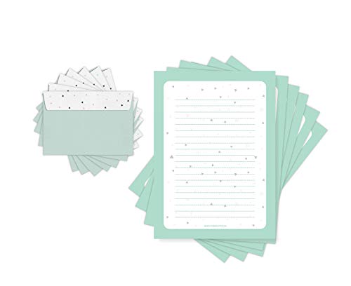 Friendly Fox Briefpapier Dreiecke, modernes A4 Briefpapier Set mit Linien, 20 Blatt Briefbögen inkl. 20 Umschläge von Friendly Fox