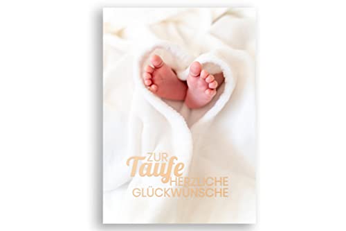 Friendly Fox Karte zur Taufe - Taufkarte zur Taufe Babyfüße Motiv, Klappkarte Karte Taufe mit Umschlag von Friendly Fox