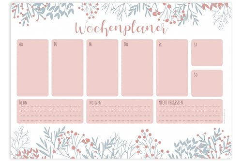 Friendly Fox Wochenplaner Block Floral, 2x DIN A4 Schreibtischunterlage als Kalender ohne festes Datum, Weekly Planer, Schreibblock Organisation to do, Doppelpack von Friendly Fox