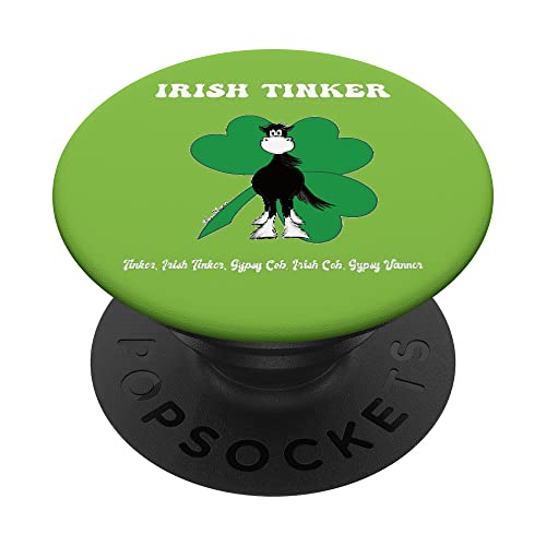 Gypsy Cob Irish Tinker mit Kleeblatt Reiter PopSockets mit austauschbarem PopGrip von Frieser Designs