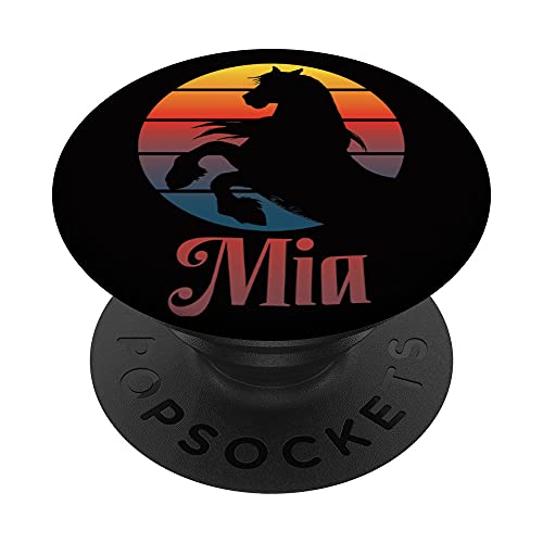 Mädchen Namen Motiv Mia steigendes Pferd Pony mit Sonne PopSockets mit austauschbarem PopGrip von Frieser Designs