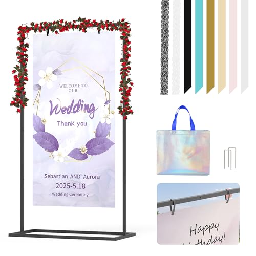 Friiko Hochzeits-Willkommensschilderständer, Metall, "Welcome to Our Wedding Sign Stand", verstellbarer Boden-Staffelei-Ständer für Hochzeitsschilder, Poster, perfekt für Hochzeits-Party-Dekoration Friiko Hochzeits-Willkommensschilderständer, Metall, "Welcome to Our Wedding Sign Stand", verstellbarer Boden-Staffelei-Ständer für Hochzeitsschilder, Poster, perfekt für Hochzeits-Party-Dekoration von Friiko