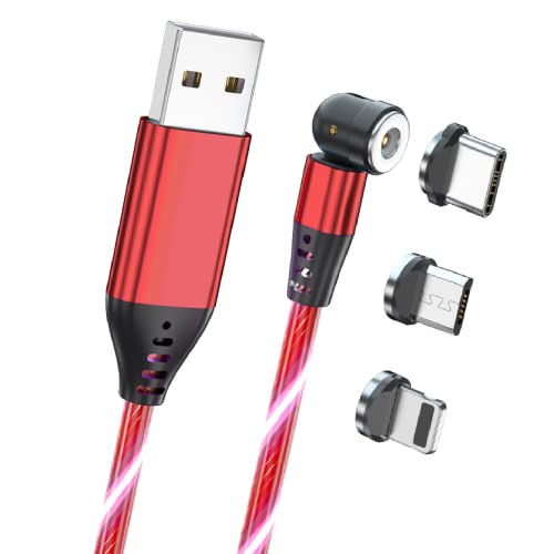 Frikink 3-in-1-USB-Ladekabel, schnelles Aufladen, 1 m, inklusive 3 Magnetsteckverbindern für iOS-iPhone, Typ C und Micro - USB, USB-Ladegerät, drehbares und robustes Design, Rot von Frikink
