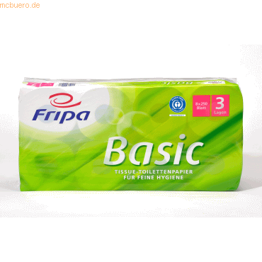 Fripa Toilettenpapier 1510820 3-lagig 250 Blatt weiß 8 Rollen Fripa Toilettenpapier 1510820 3-lagig 250 Blatt weiß 8 Rollen von Fripa