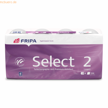 Fripa Toilettenpapier Select 1020806 2-lagig weiß 8 Rollen Fripa Toilettenpapier Select 1020806 2-lagig weiß 8 Rollen von Fripa