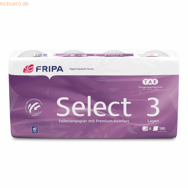 Fripa Toilettenpapier Select 1030807 3-lagig weiß 8 Rollen Fripa Toilettenpapier Select 1030807 3-lagig weiß 8 Rollen von Fripa
