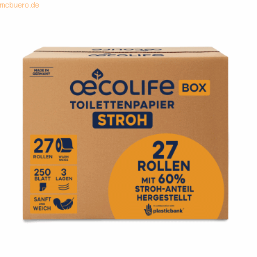 Fripa Toilettenpapier oecolife Stroh 1632702 3-lagig 250 Blatt 27 Roll Fripa Toilettenpapier oecolife Stroh 1632702 3-lagig 250 Blatt 27 Roll von Fripa