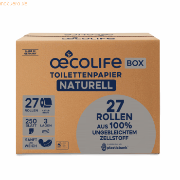Fripa Toilettenpapier oecolife Ungebleicht 1602702 3-lagig 250 Blatt 2 Fripa Toilettenpapier oecolife Ungebleicht 1602702 3-lagig 250 Blatt 2 von Fripa