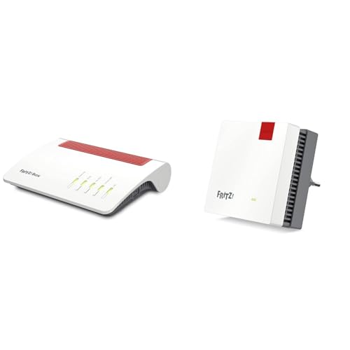 AVM Fritz!Box 7590 AX Exclusive Edition mit WLAN Mesh, DECT-Basis + AVM FRITZ!Repeater 1200 AX für schnelle WLAN-Reichweite von Fritz