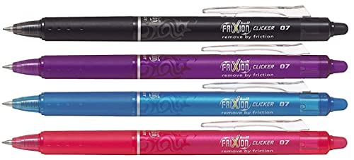 Pilot Tintenroller Frixion Ball CLICKER 07, Etui mit 4 Farben zur Auswahl, 4. Bonus-Set von Frixion