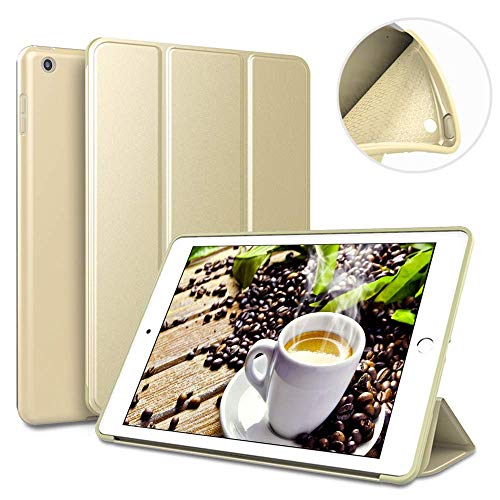 Frmarche Schutzhülle für iPad Mini 1/2/3, Silikon, ultradünn, mit Standfunktion und automatischem Wake-up, für iPad Mini 1 2 3 Gold von Frmarche