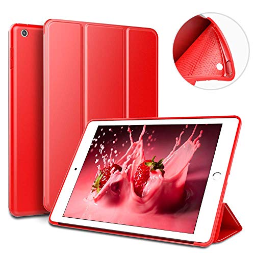 Frmarche Schutzhülle für iPad Mini 1/2/3, Silikon, ultradünn, mit Standfunktion und automatischem Wake-up, für iPad Mini 1 2 3 rot von Frmarche